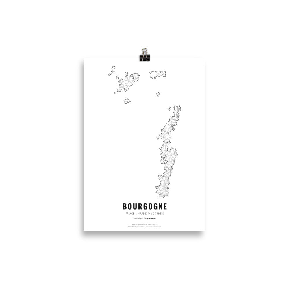 The Bourgogne Wine Map Poster - 21x30 cm - Cocktailored