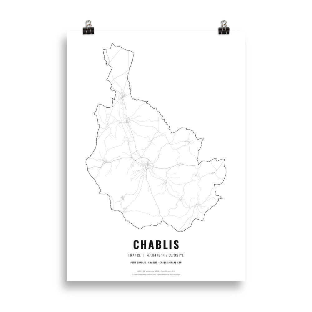 The Chablis Wine Map Poster - 50x70 cm - Cocktailored