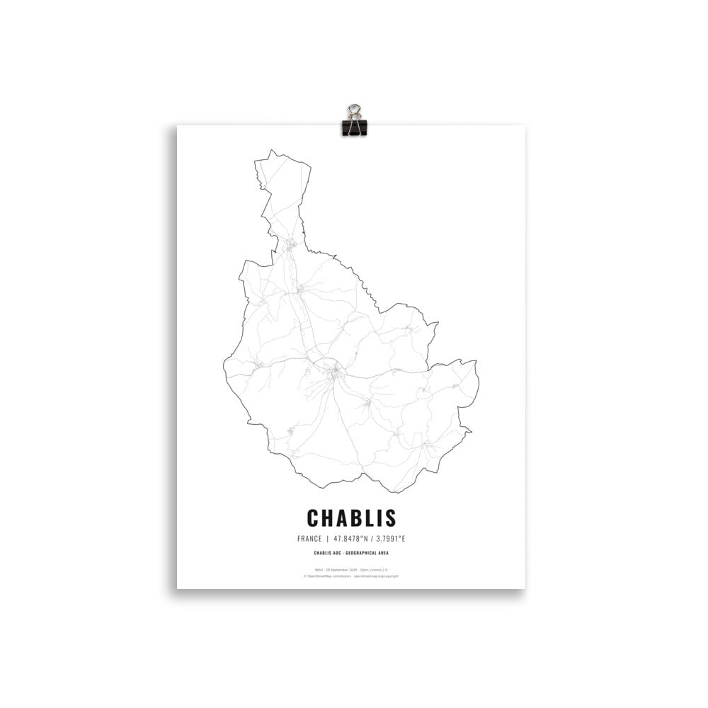 The Chablis Wine Map Poster - 30x40 cm - Cocktailored