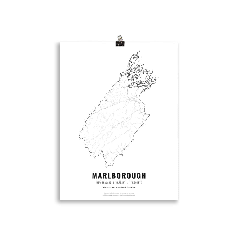The Marlborough Wine Map Poster - 30x40 cm - Cocktailored