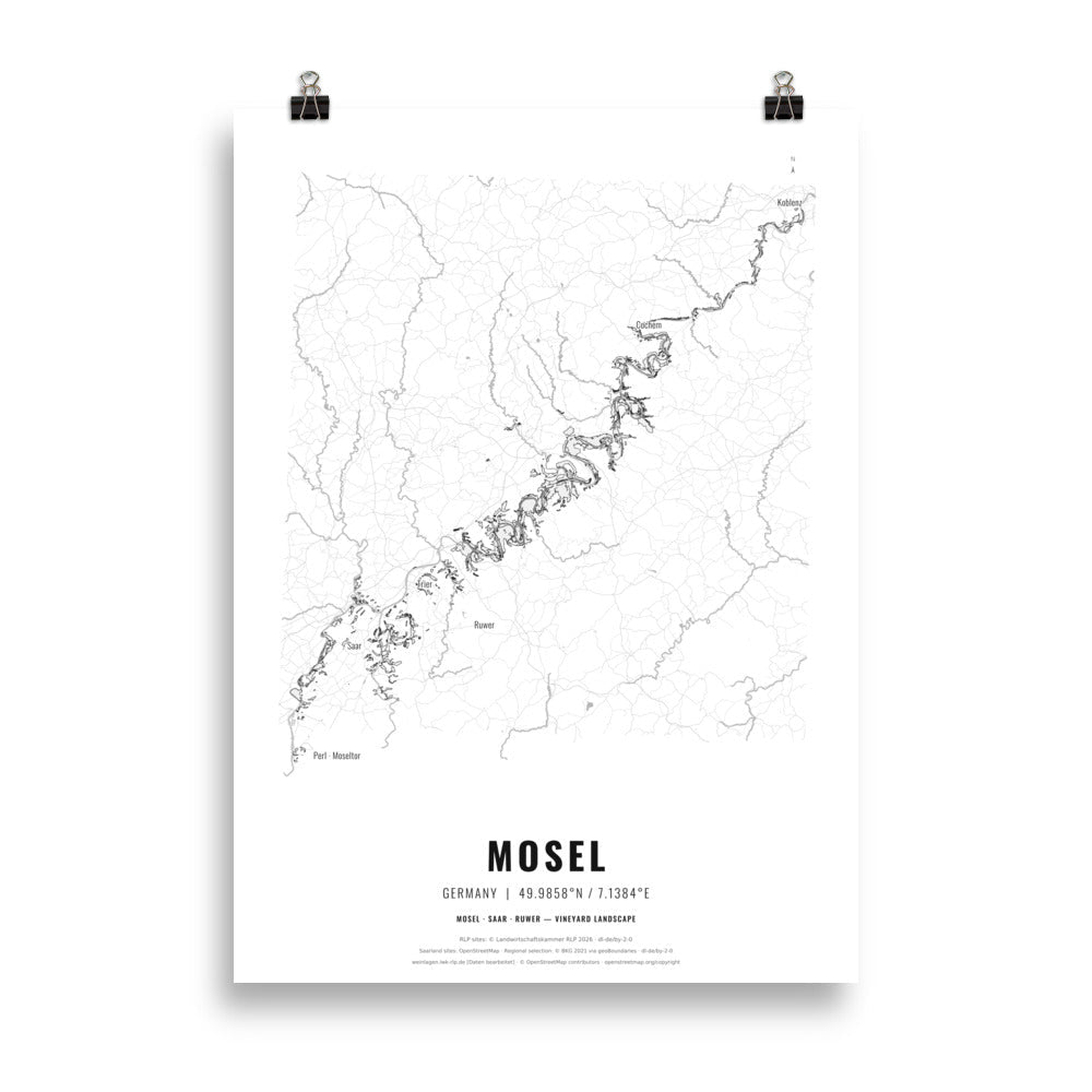 The Mosel Wine Map Poster - 50x70 cm - Cocktailored