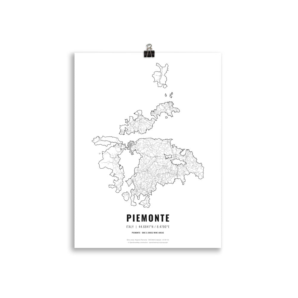 The Piemonte Wine Map Poster - 30x40 cm - Cocktailored