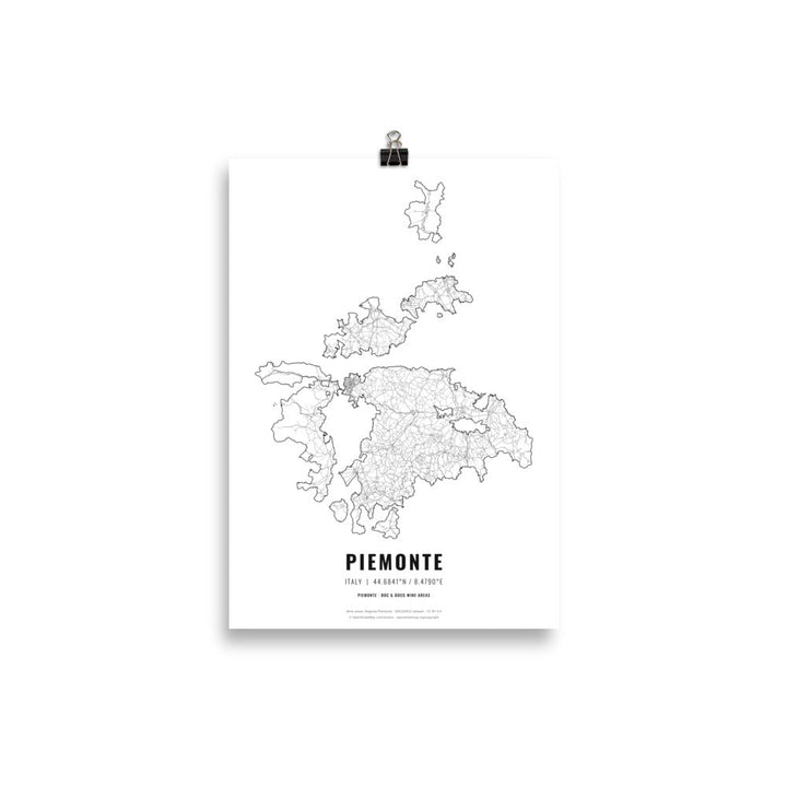 The Piemonte Wine Map Poster - 21x30 cm - Cocktailored