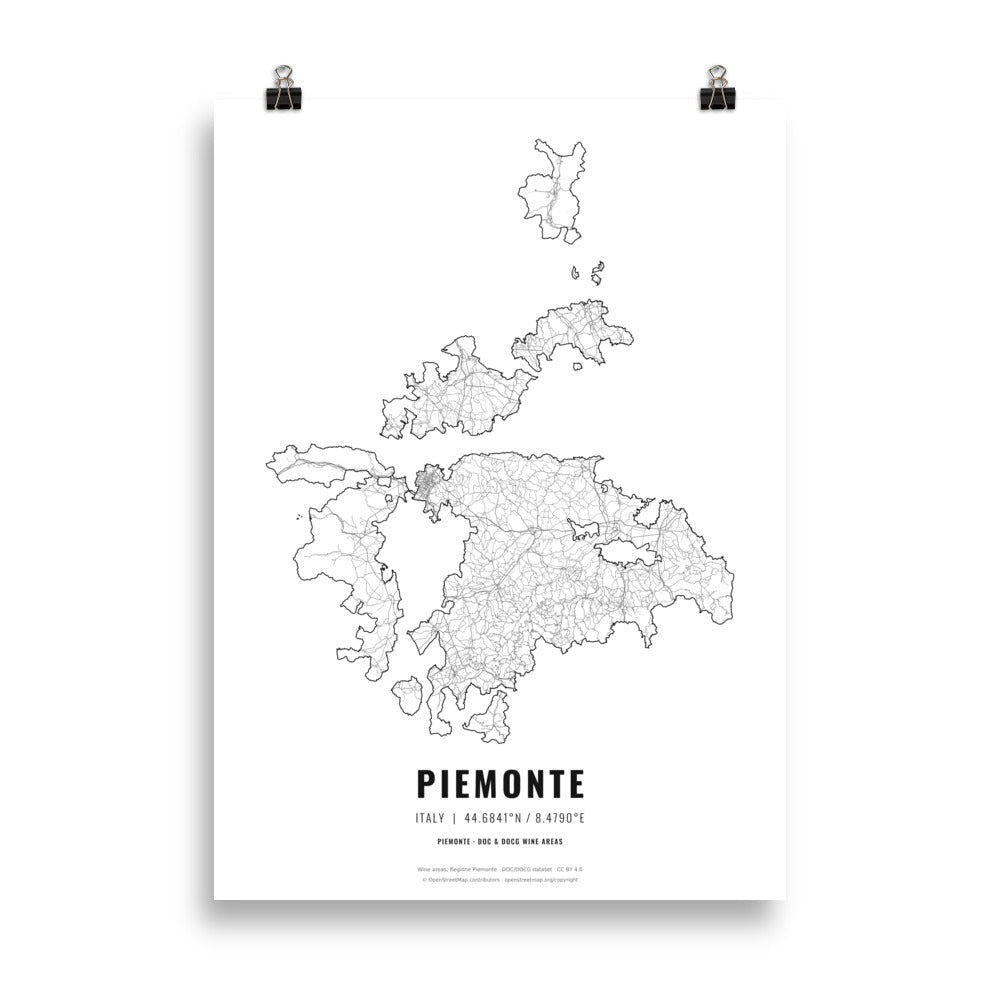 The Piemonte Wine Map Poster - 50x70 cm - Cocktailored