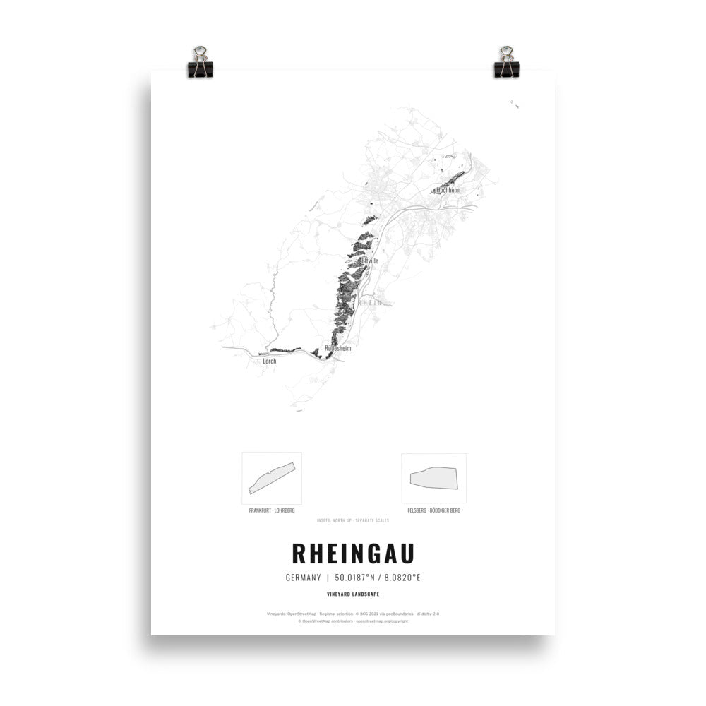 The Rheingau Wine Map Poster - 50x70 cm - Cocktailored