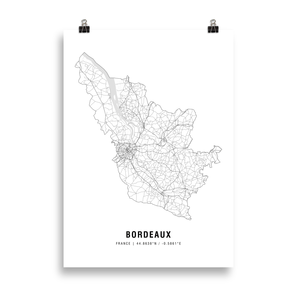 Poster de la carte des vins de Bordeaux
