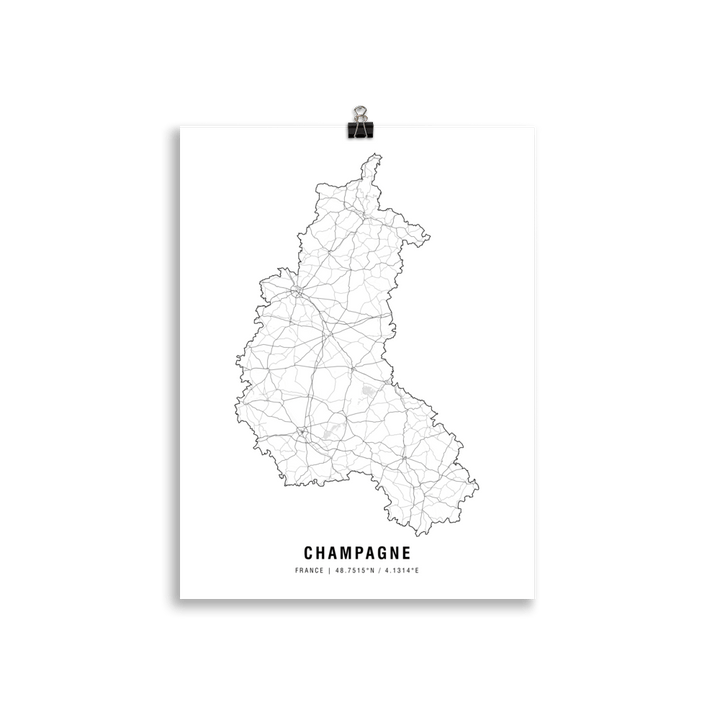 The Champagne Wine Map Poster - 30x40 cm - Cocktailored