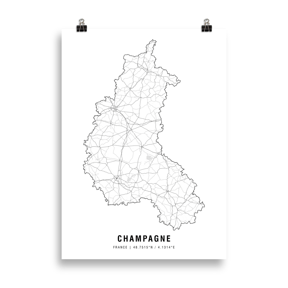 The Champagne Wine Map Poster